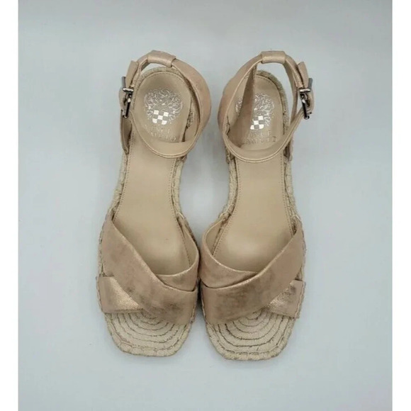 Vince Camuto Women Heel Wedge Shoes Open Toe Rose Gold Espadrille Sandal 9.5M - Picture 3 of 12